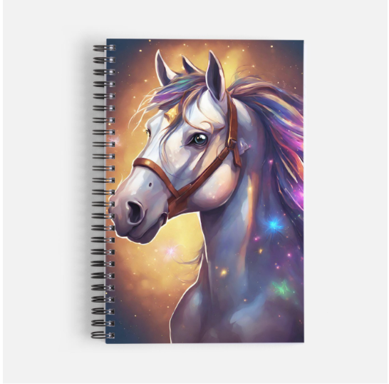 Magical Horse, Pearly shimmer Cover, lined or blank, Diary or Drawing, Sketching Book