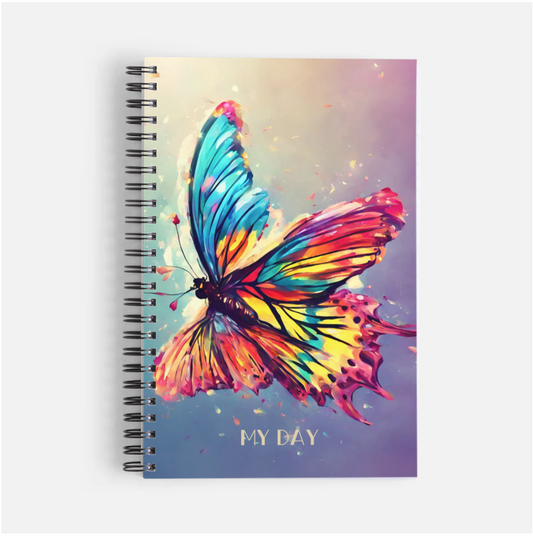 My Day Notebook, Butterfly theme, lined or blank, Diary or Drawing, Sketching Book