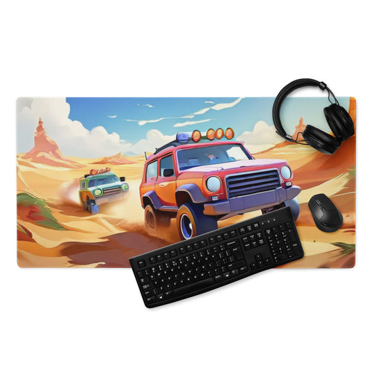 Cartoon, Dunes, Truck Off Road, Sand, Sandstorm, Gaming mouse pad,  36 x 18 inches