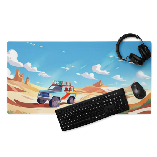 Cartoon Truck, Dunes, Off Road, Sand, Cartoon, Gaming mouse pad, 36 x 18 inches