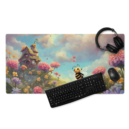 Bumblebee, Fairytale Forest, Flowers, Gaming mouse pad, 36 x 18 inches