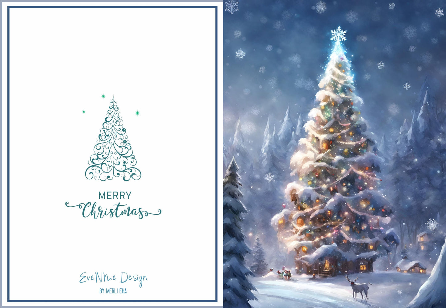 Folded Christmas Theme card, 5 Pack, Bundle
