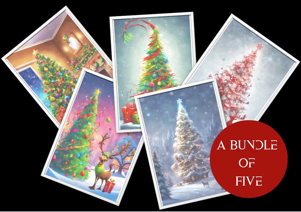 Christmas greeting cards. Bundle of Five or separately.