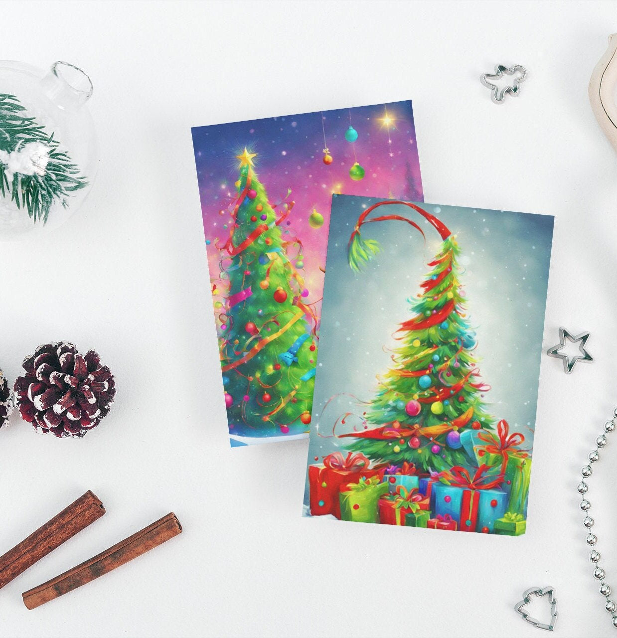 Folded Christmas Theme card, 5 Pack, Bundle