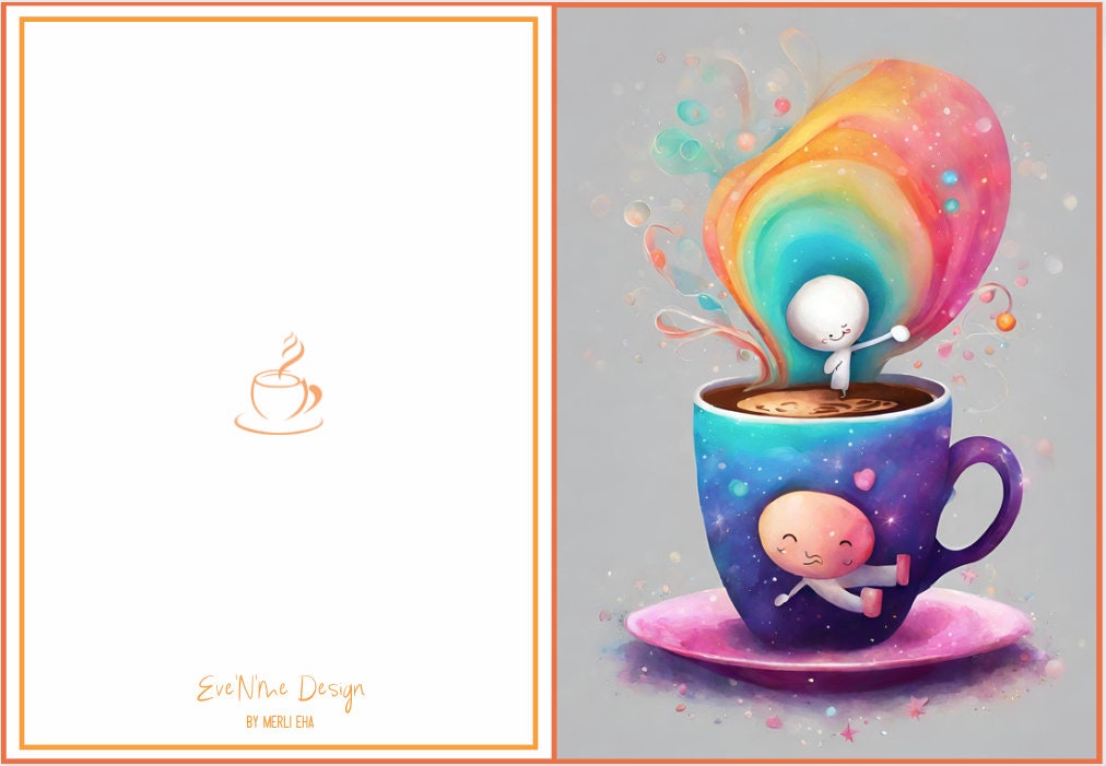 Cute Rainbow Cup Cards for a Special occasion or Celebration, Watercolor art, Digital art
