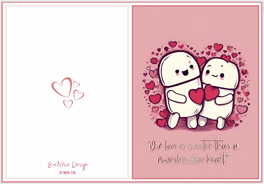 Cute Marshmallows Greeting card for Anniversary Valentines' day Remind Special Person card To him or her