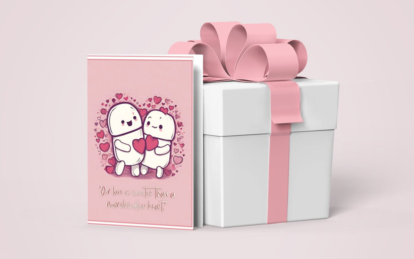 Cute Marshmallows Greeting card for Anniversary Valentines' day Remind Special Person card To him or her