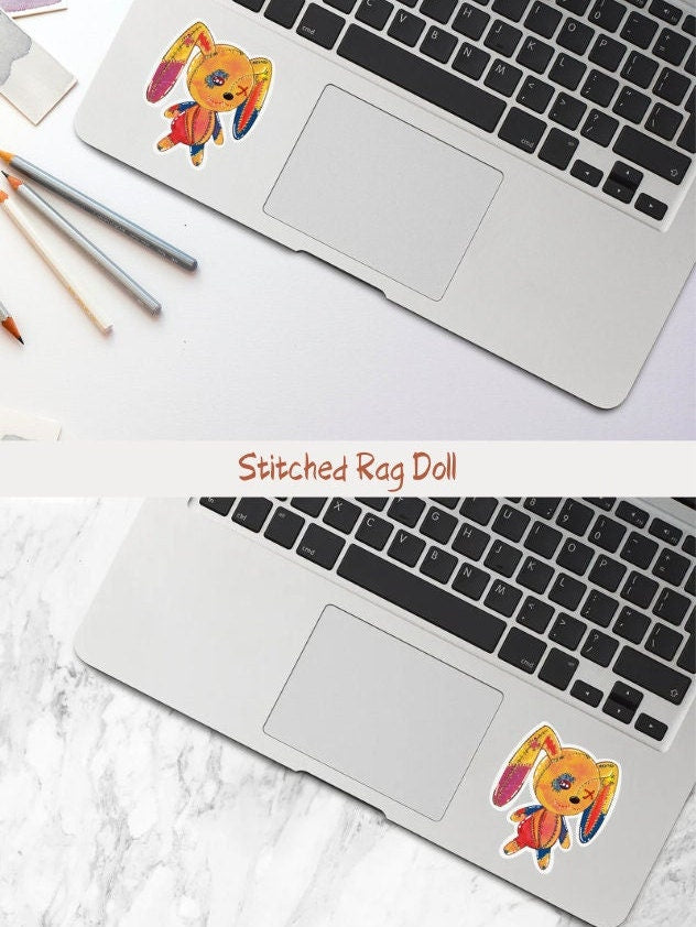 Adorable Stitched Bunny | Rag Doll Cute | Kawaii Sticker | Laptop Sticker | Vinyl Sticker | Cute Premium Sticker